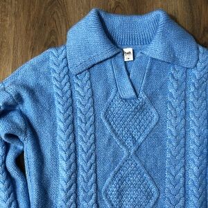 Twik Sky Blue Cable Knit Turtleneck Sweater